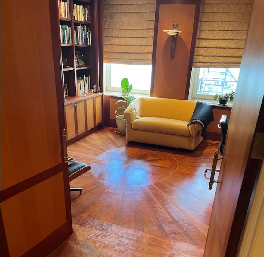 Cherry Wood Floor in the Library of a home.