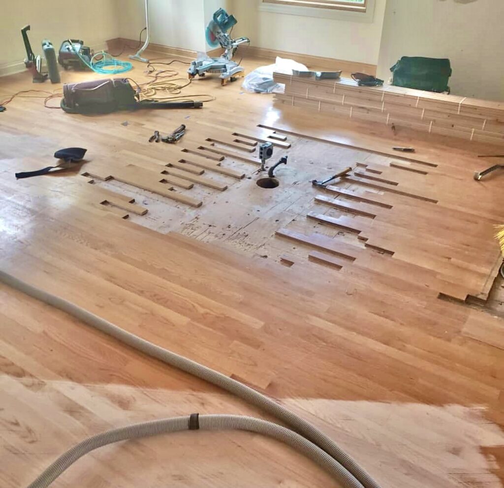 Repairing-a-floor-with-Reddys-Hardwood-In-Addison